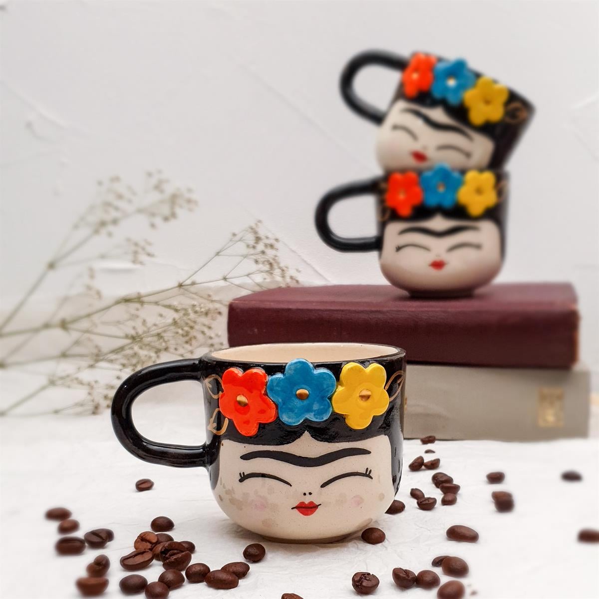 Frida Duble Fincan El Yapımı Seramik 