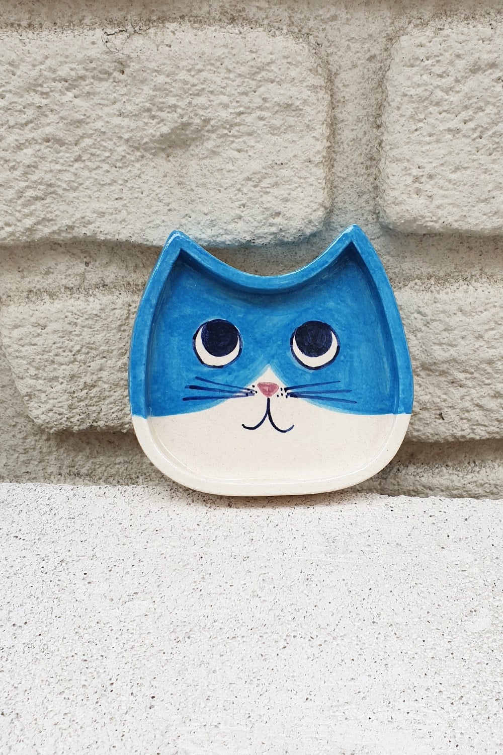 KEDİ KAFASI TABAK - MAVİ
