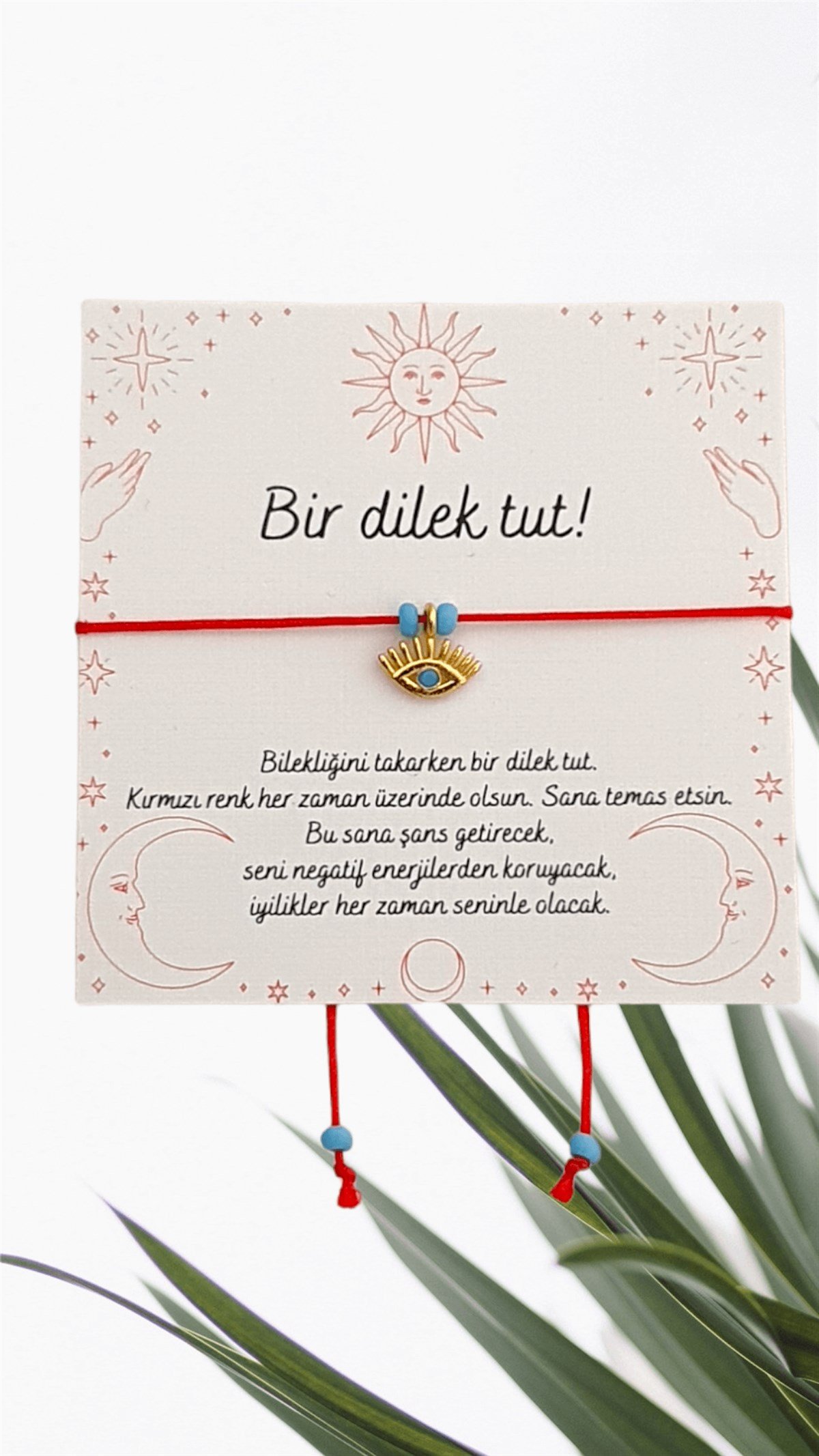 Şans Bilekliği - Kırmızı İp Bileklik - Dilek Bilekliği - Göz Figürlü