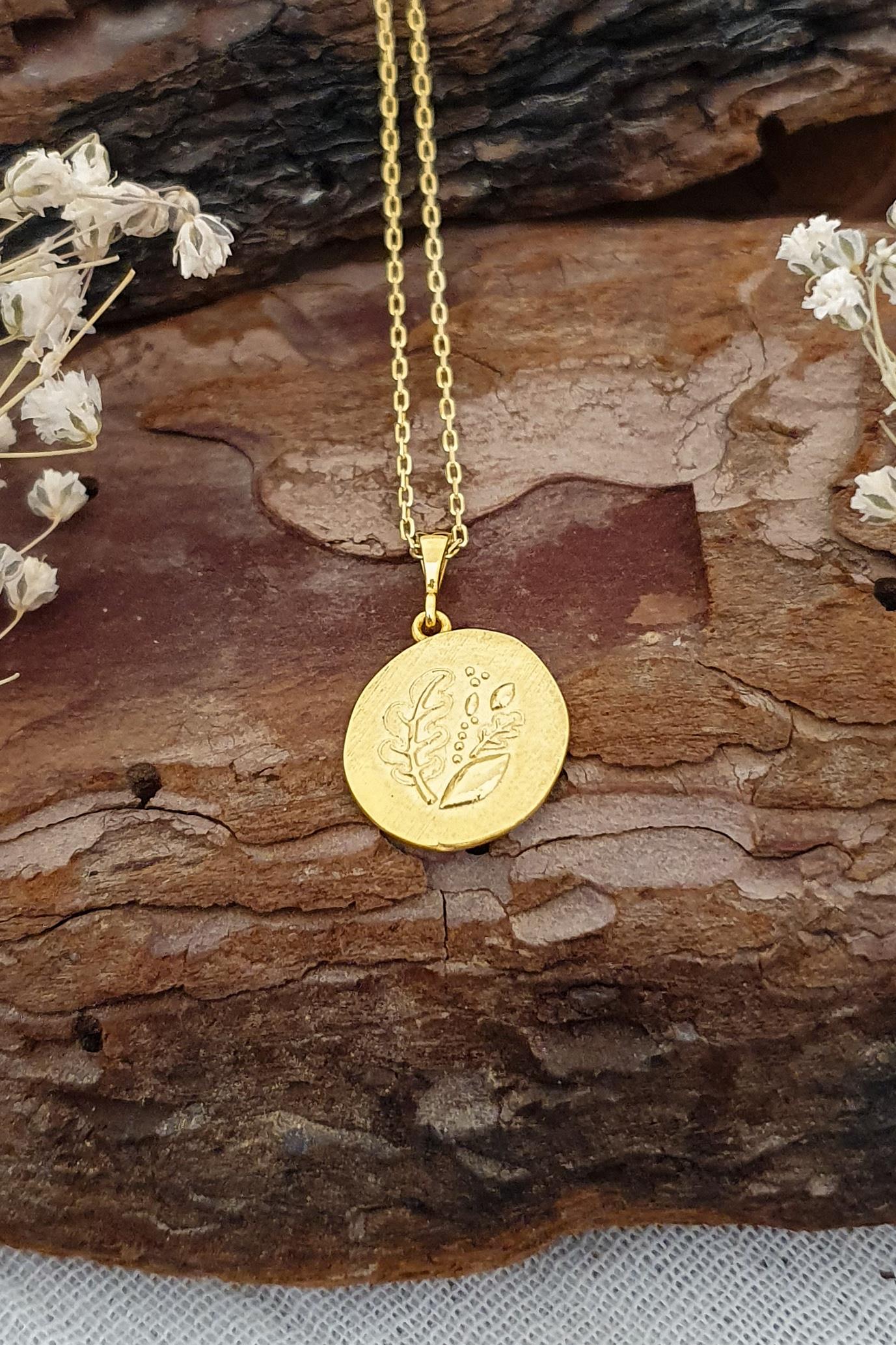 Akasya Kolye Gümüş Üzeri Altın Kaplama El Yapımı