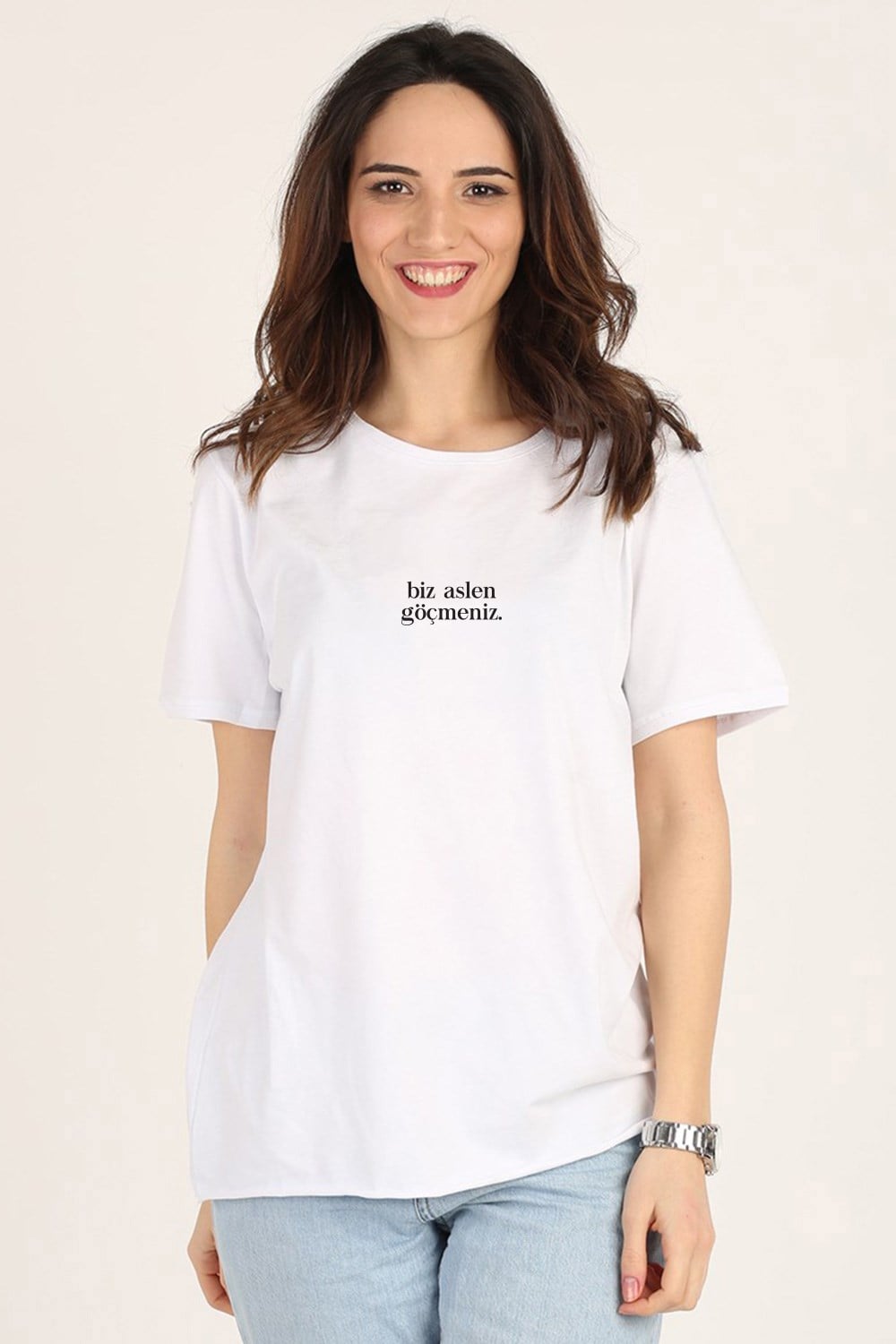 BİZ ASLEN GÖÇMENİZ YUVARLAK YAKA T-SHIRT
