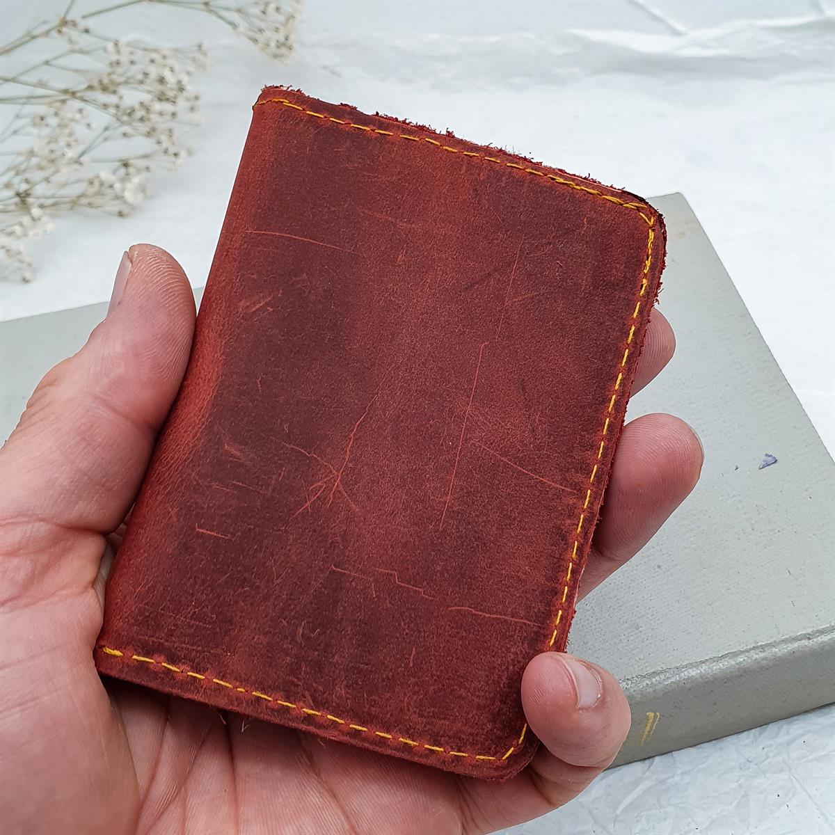 Deri Cüzdan - El Yapımı - Bordo