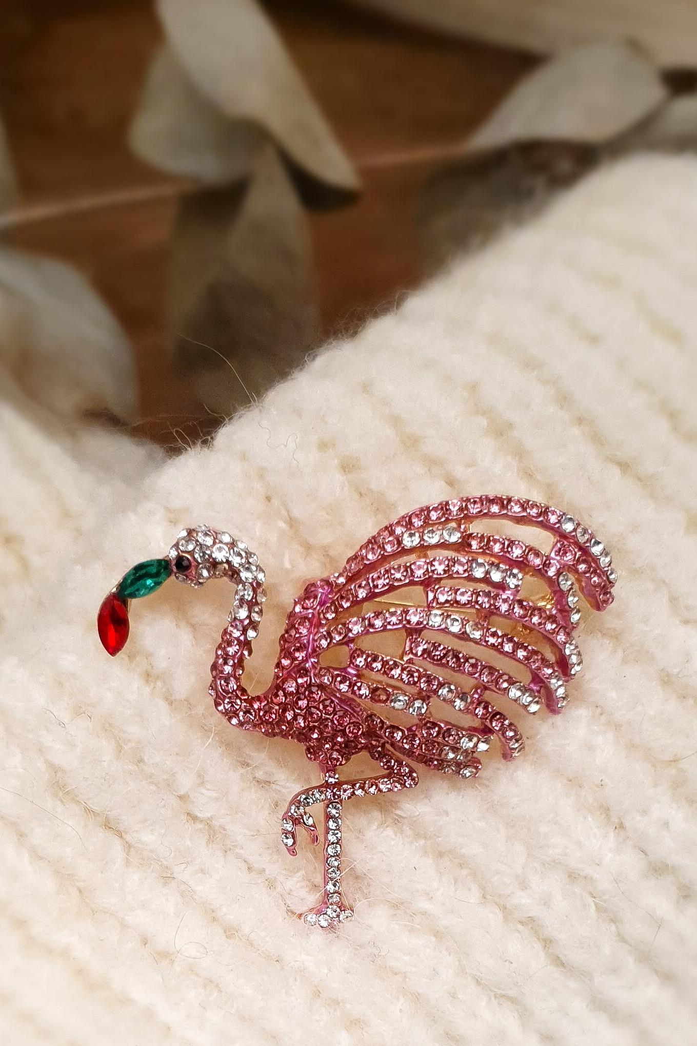 Flamingo Broş - Yaka İğnesi