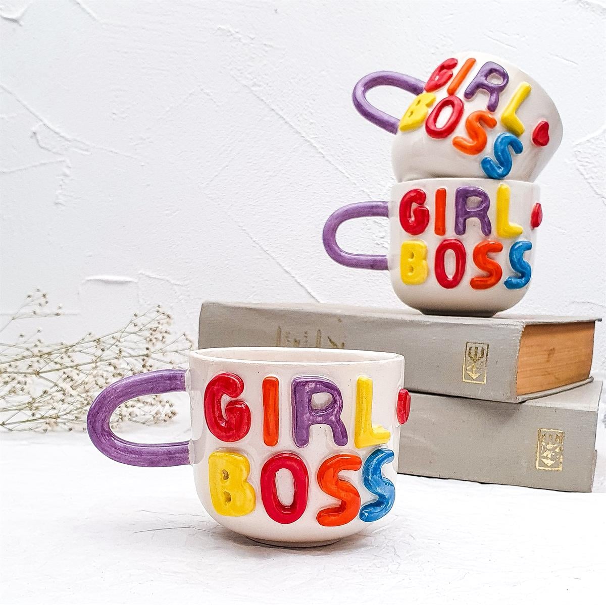 Girl Boss Kahve Fincanı - El Yapımı Seramik - Duble Boy