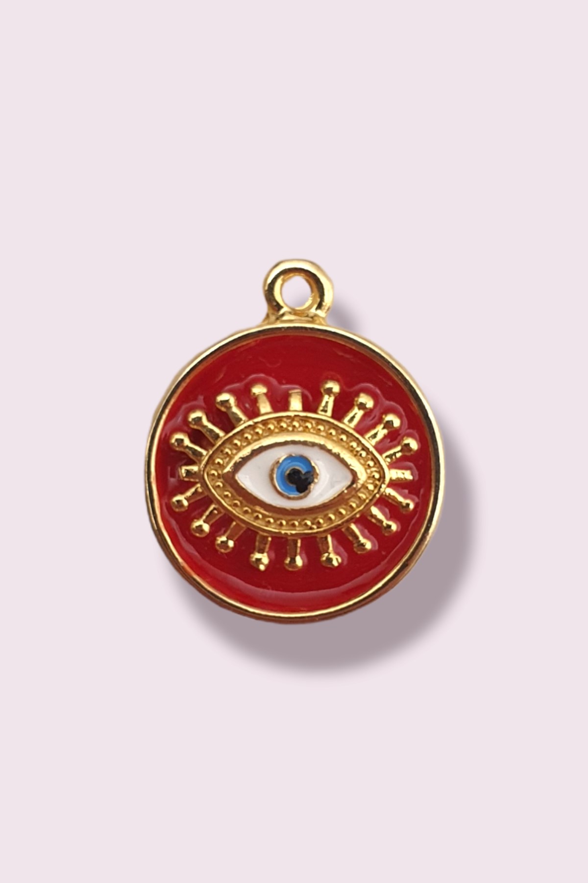 Göz Kolye Ucu - Evil Eye Kolye Ucu - Kırmızı Mineli