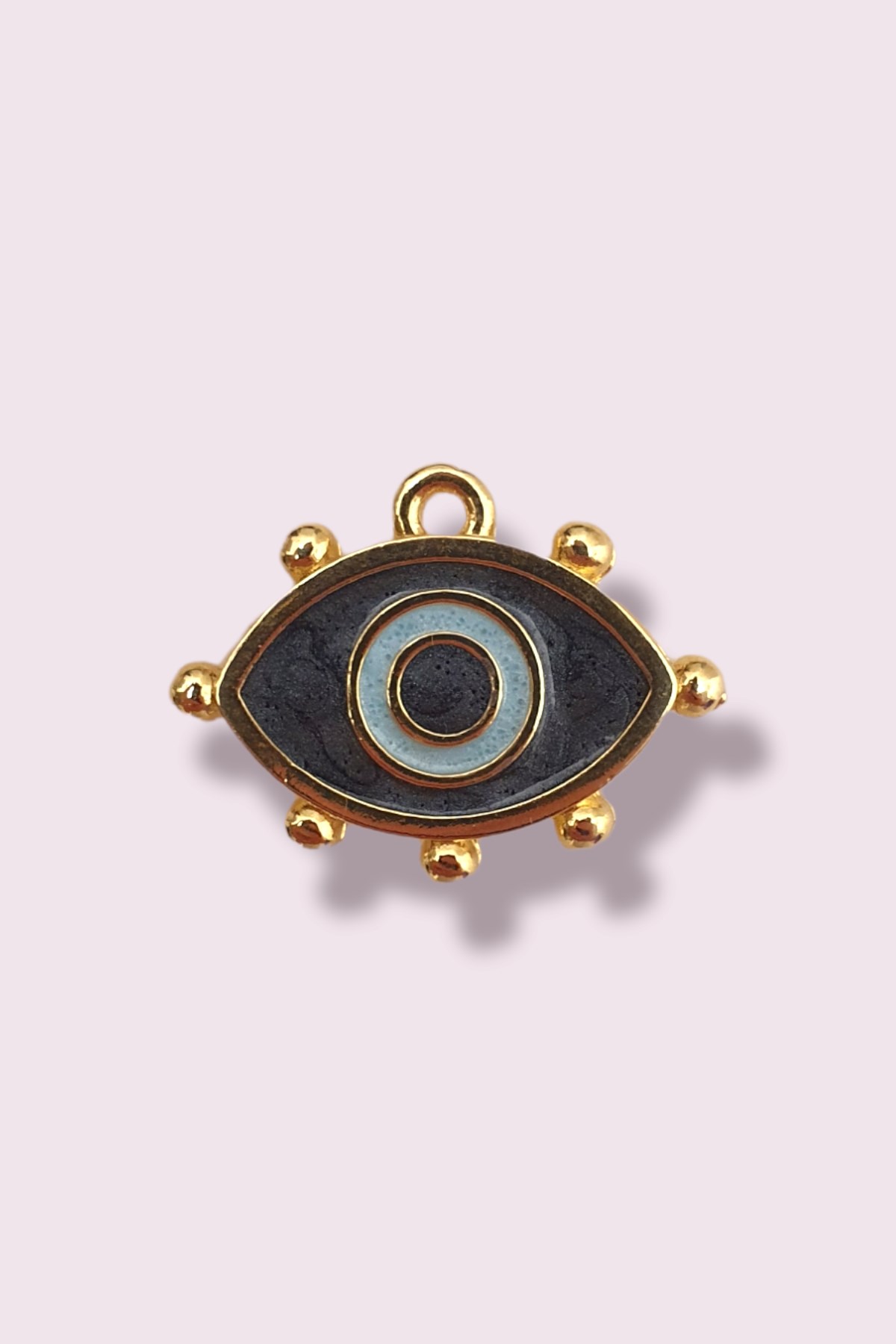 Küçük Halkalı Göz Kolye Ucu - Evil Eye Kolye Ucu - Lacivert Mineli