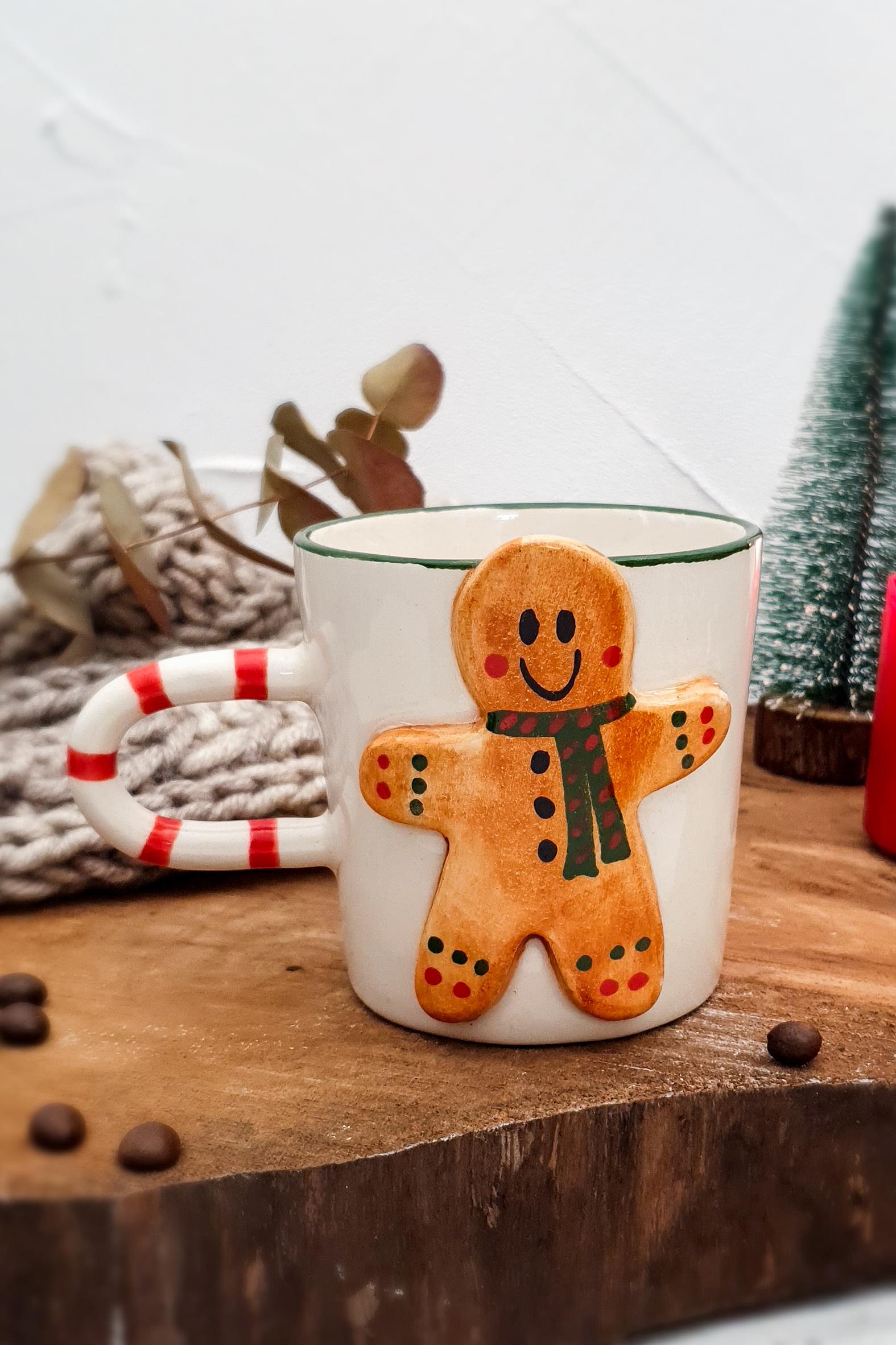 Kurabiye Adam Fincan - Gingerbread Figürlü - Seramik - El Yapımı