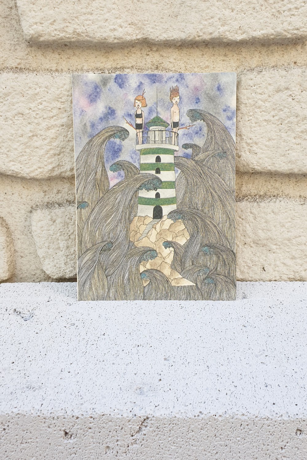 LIGHT HOUSE İLLÜSTRASYON KARTPOSTAL