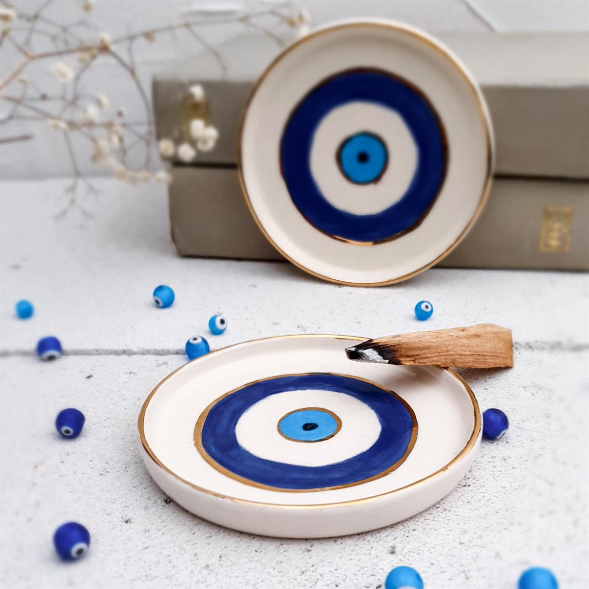 Nazar Palo Santo Mini Tabak - El Yapımı Seramik