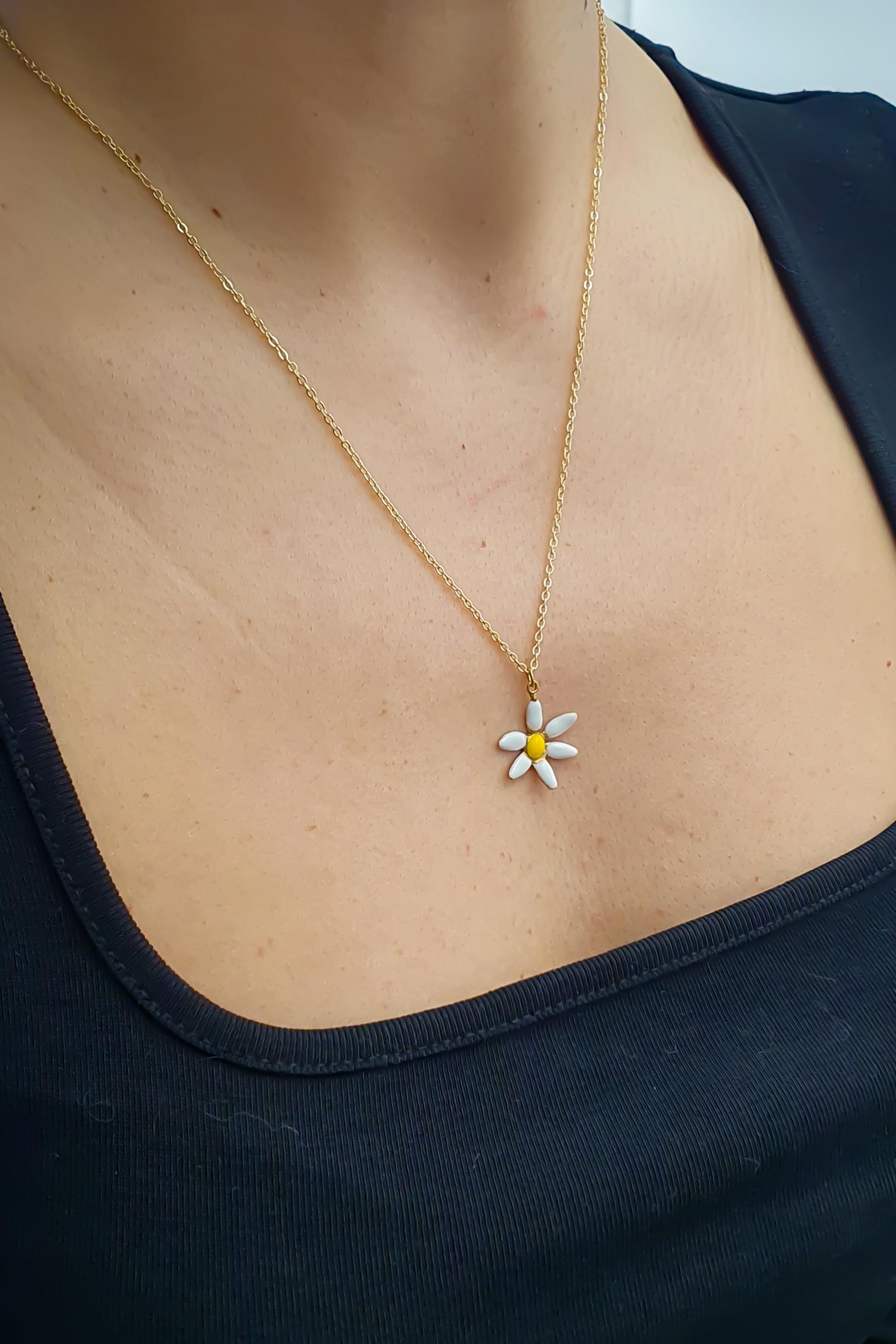 Papatya Minimal Kolye - El Yapımı - Bronz Üzeri 22K Altın Kaplama