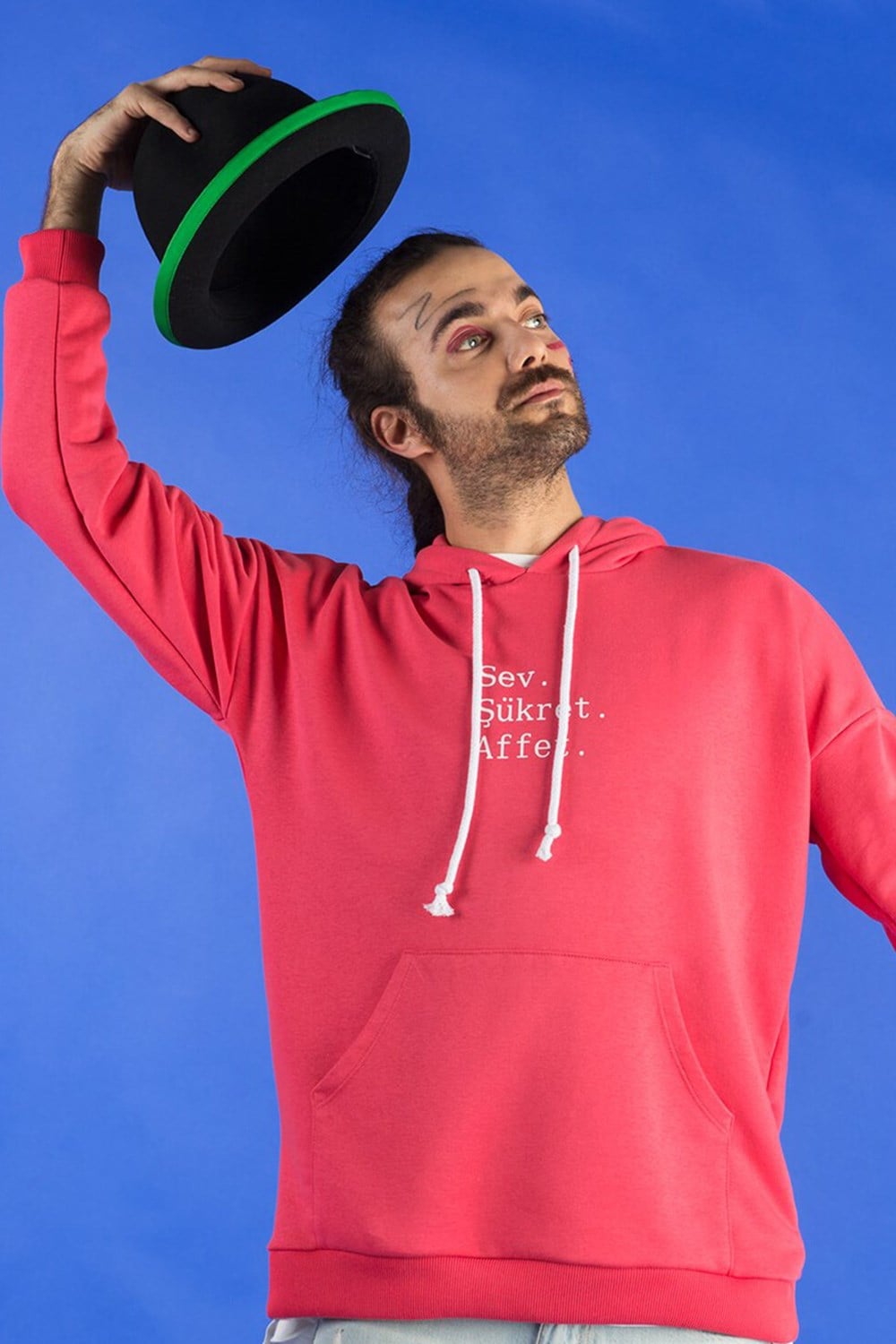 PEMBE KAPÜŞONLU SEV & ŞÜKRET & AFFET SWEATSHIRT