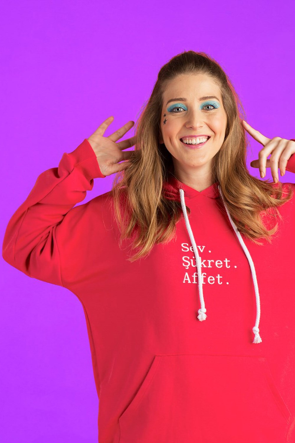 PEMBE KAPÜŞONLU SEV & ŞÜKRET & AFFET SWEATSHIRT
