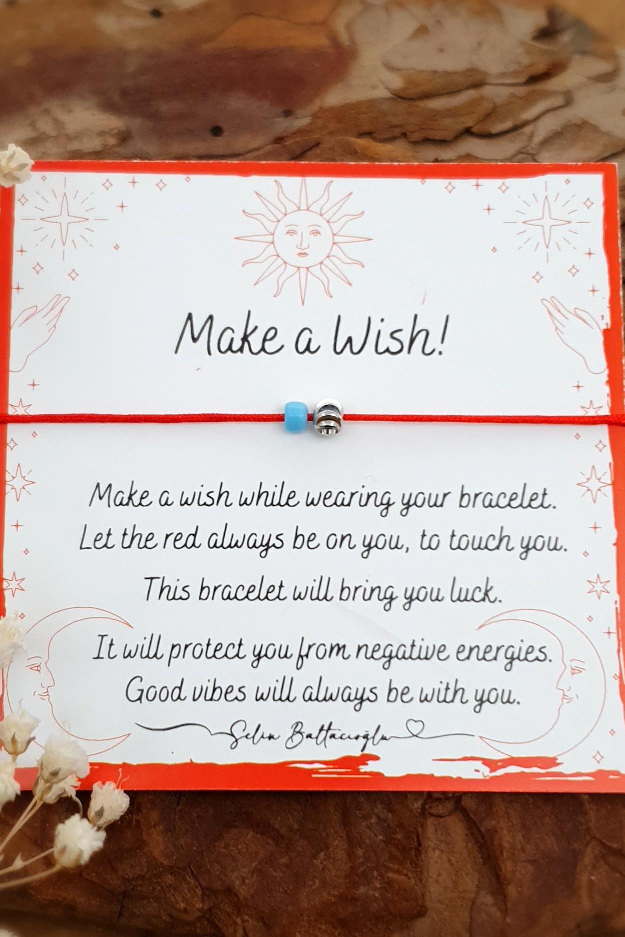 Şans Bilekliği - Kırmızı İp Bileklik - Gümüş Boncuk