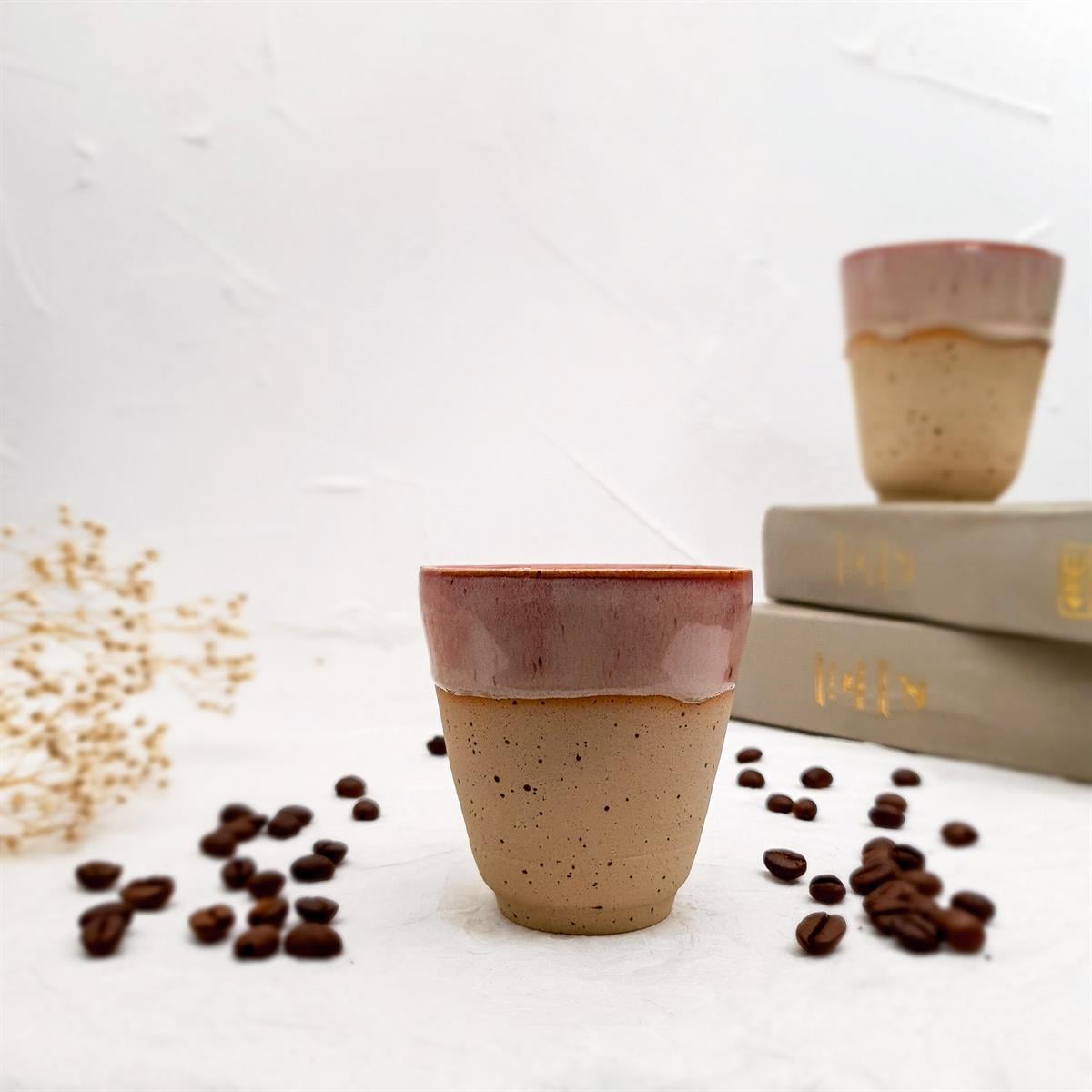 Stoneware Espresso Bardağı - El Yapımı Stoneware Seramik - Pudra Pembe