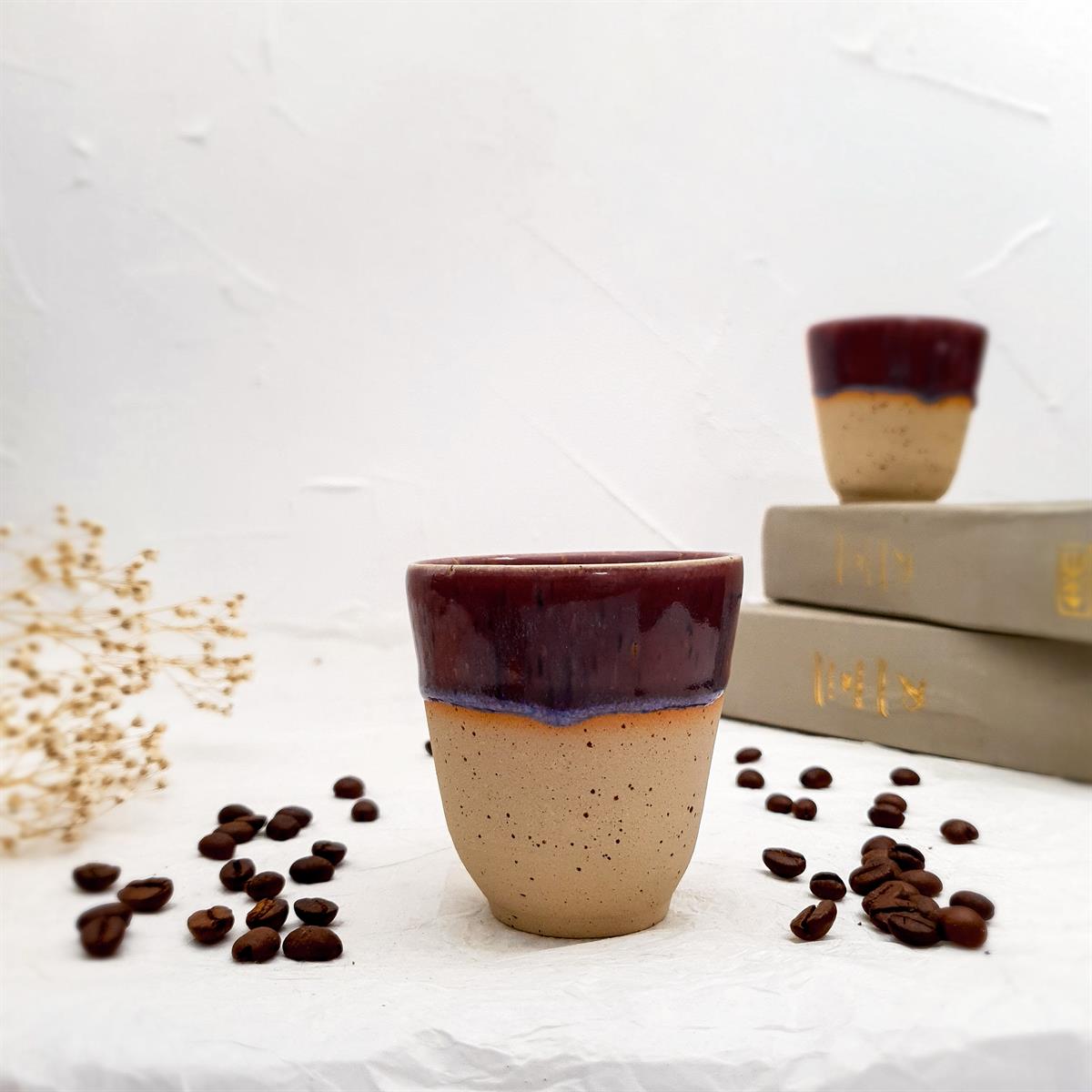 Stoneware Espresso Bardağı - El Yapımı Stoneware Seramik - Mürdüm Rengi