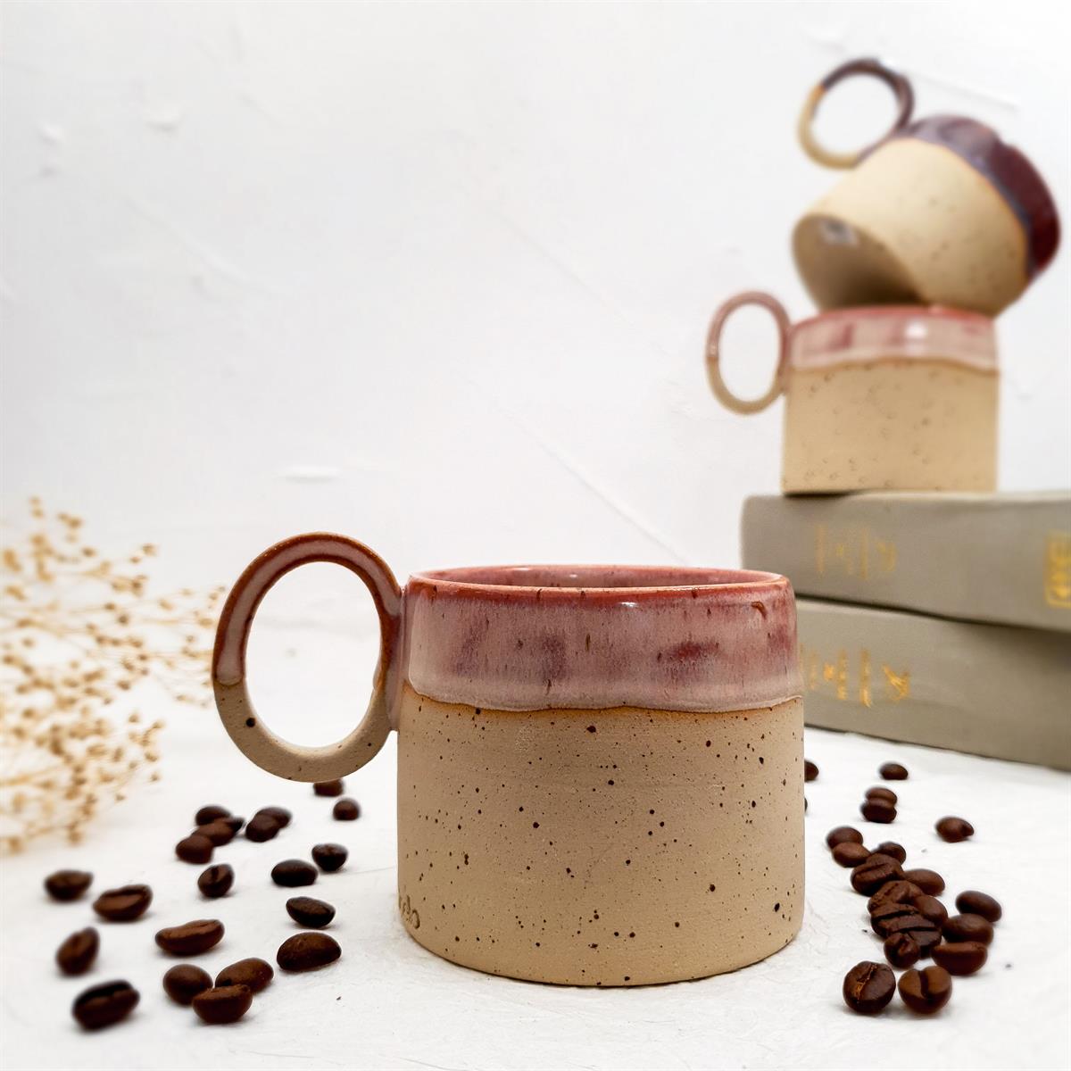 Stoneware Fincan - El Yapımı Stoneware Seramik - Pudra Pembe