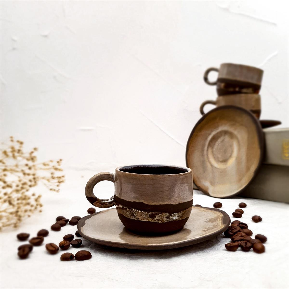 Stoneware Türk Kahvesi Fincanı - Kahverengi 