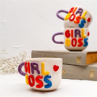 Girl Boss Kahve Fincanı - El Yapımı Seramik - Duble Boy