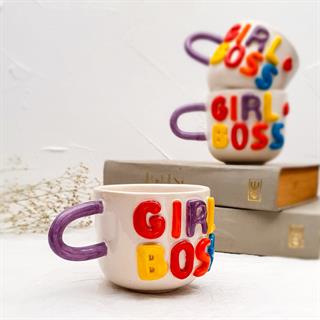 Girl Boss Kahve Fincanı - El Yapımı Seramik - Duble Boy