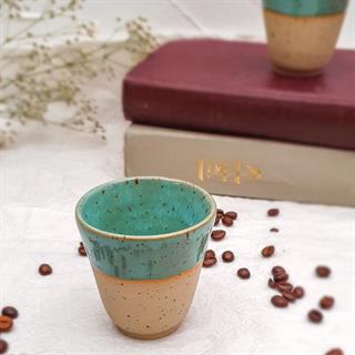 Stoneware Espresso Bardağı - El Yapımı Stoneware Seramik - Yeşil