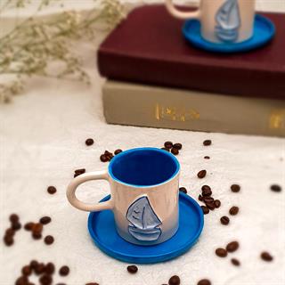Yelkenli Kahve Fincanı - Türk Kahvesi Fincanı - El Yapımı Seramik