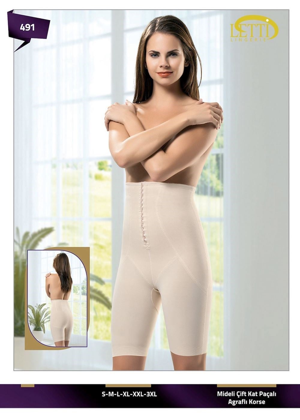 Mideli Paçalı Agraflı Çift Kat Korse