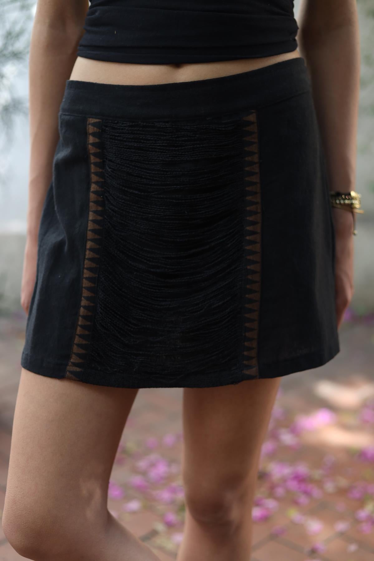 Black Elastic Waist Mini Skirt