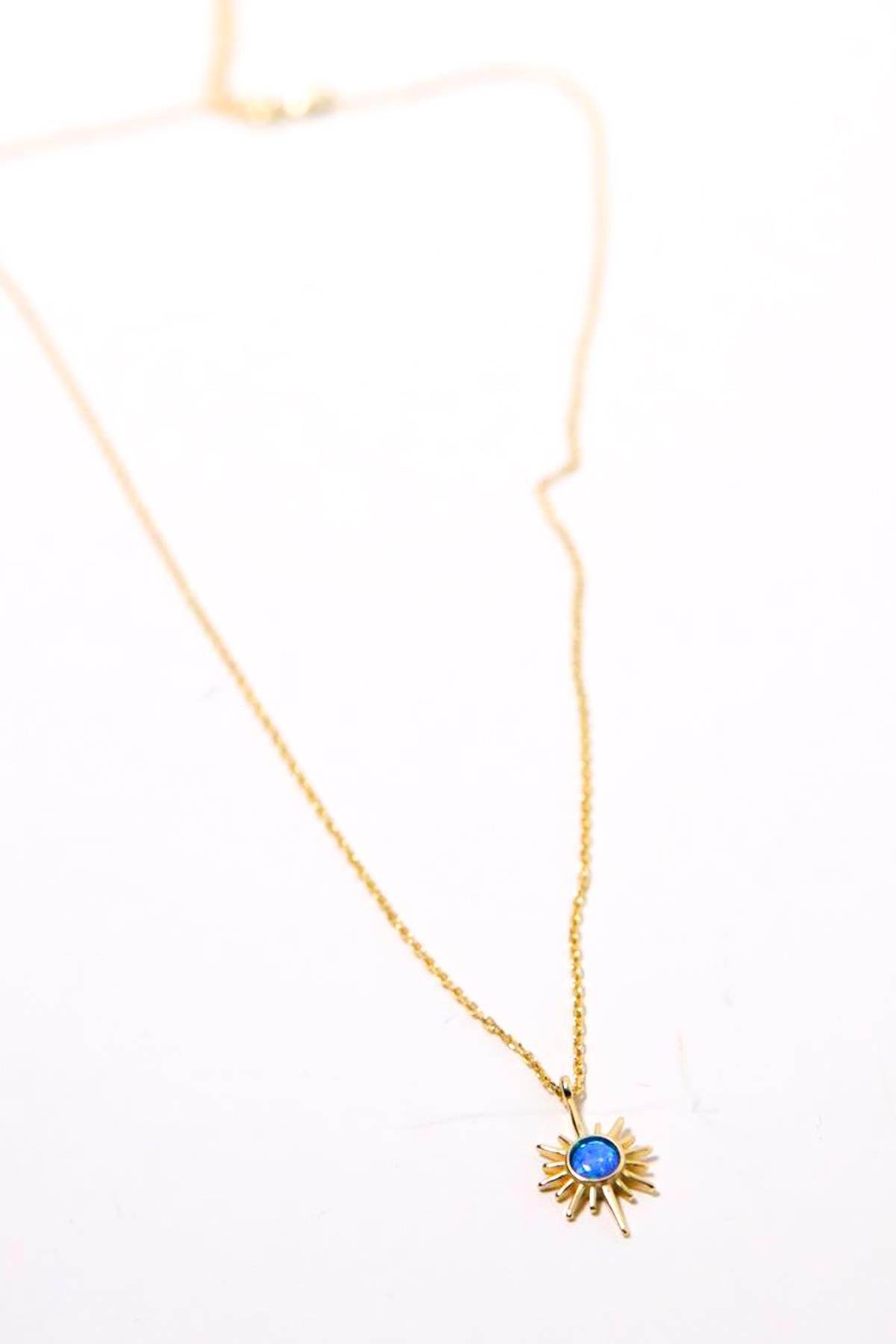 Yıldız Motifli Mavi Opal Taşlı Kolye - Şaman Butik Yıldız Motifli Mavi Opal Taşlı Kolye