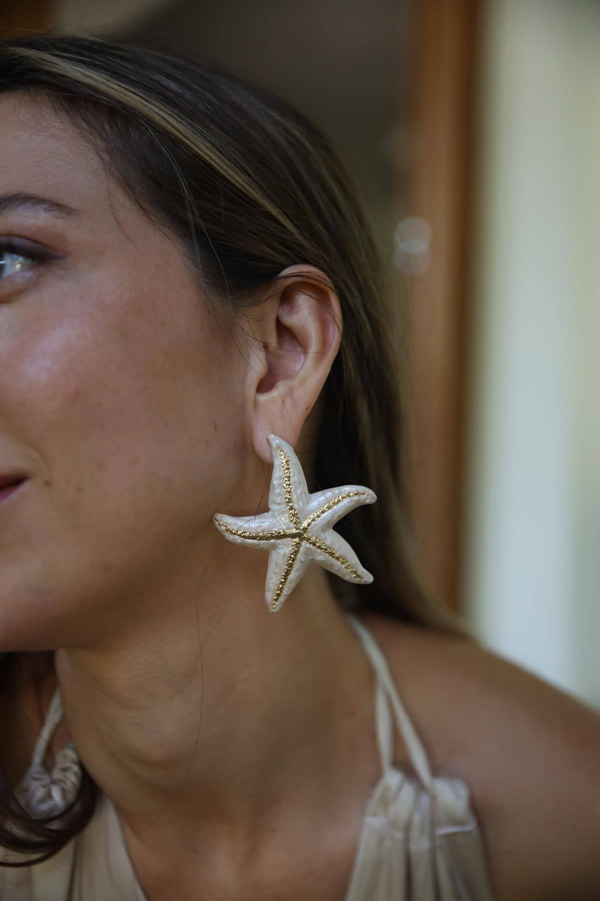 Deniz Yıldızı Mineli Küpe