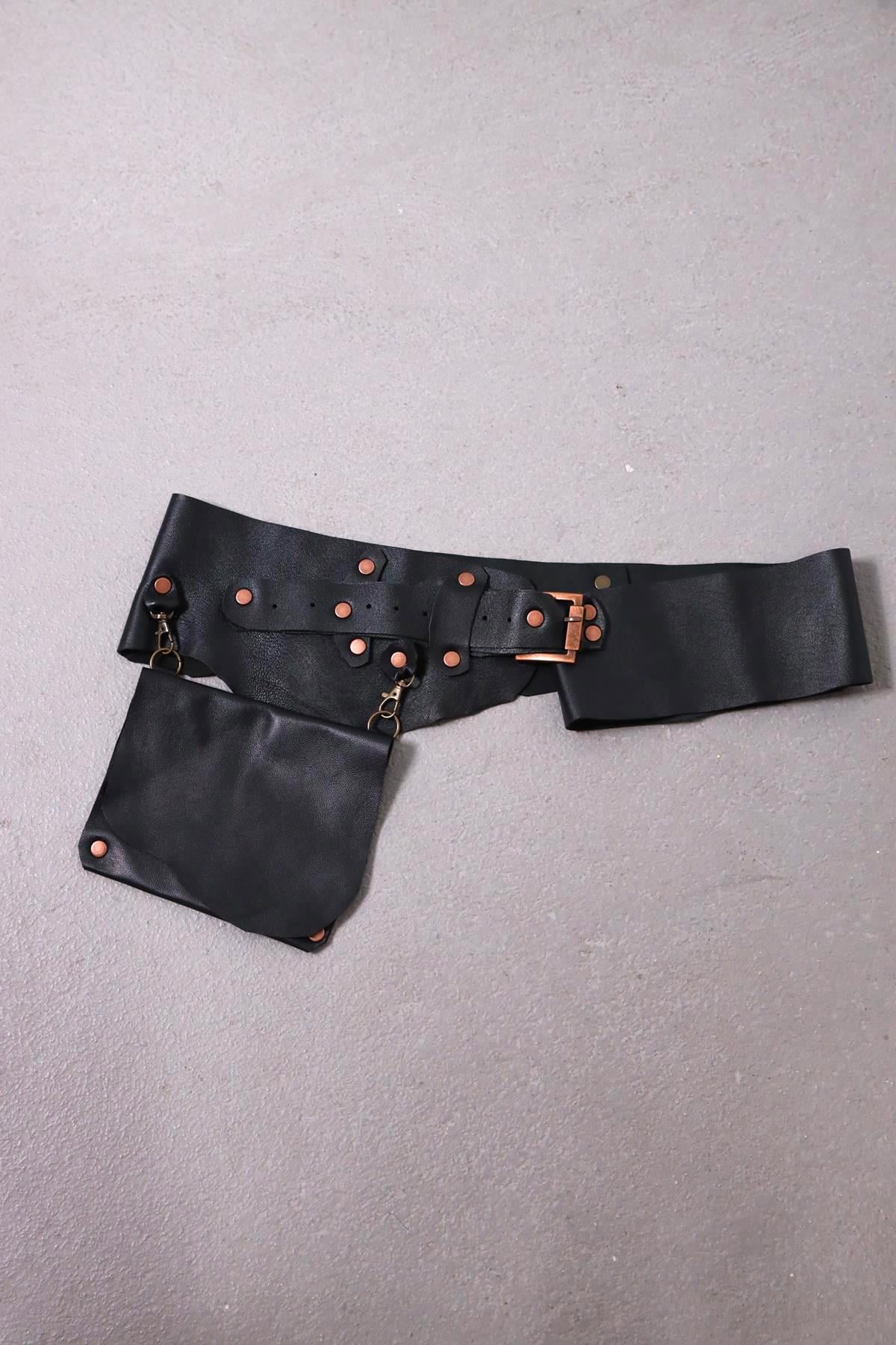 Siyah Cepli Deri Kemer - Şaman Butik Siyah Cepli Deri Kemer