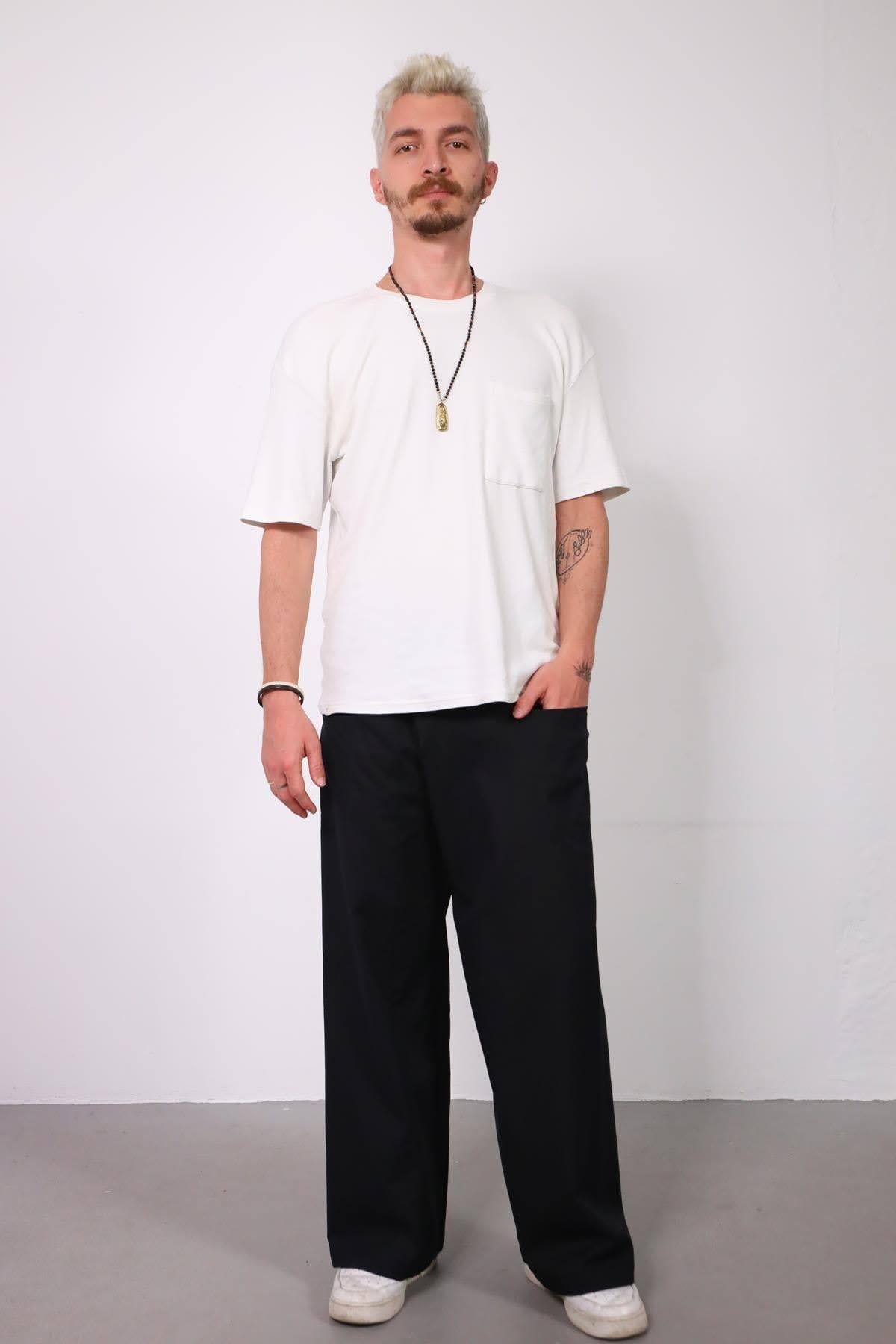 Siyah Rahat Kesim Balıkçı Pantolon - Şaman Butik - Bohem Giyim ve Aksesuar | Kadın & Erkek Siyah Rahat Kesim Balıkçı Pantolon