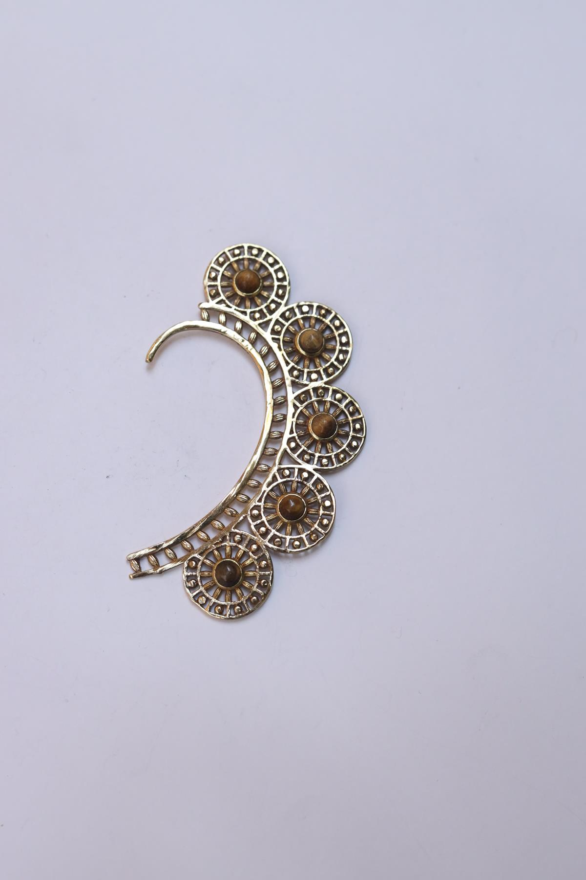 Bronz Büyük Desenli Ear Cuff