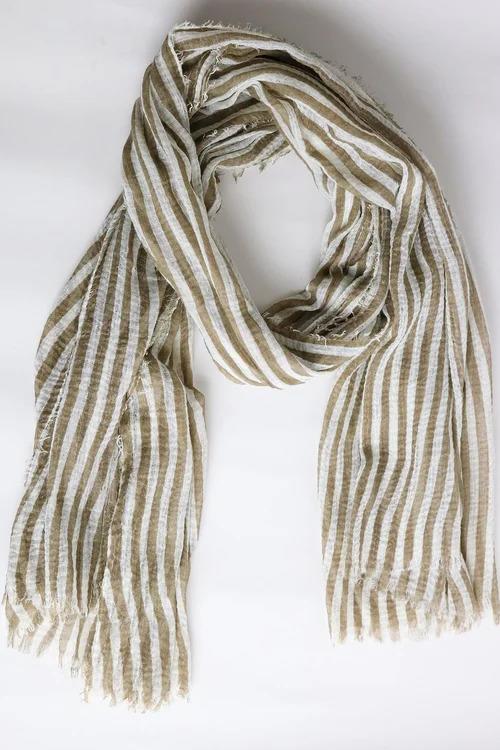 Vizon Rengi Şeritli Şal - Şaman Butik Vizon Rengi Şeritli Şal