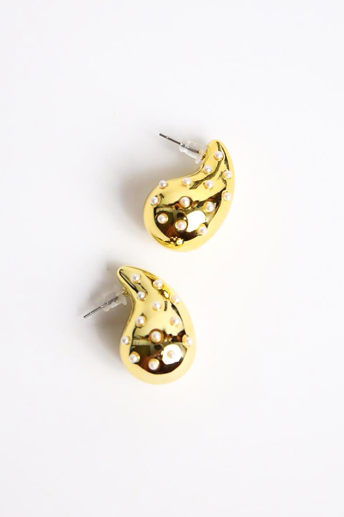 Damla Tasarım Pirinç Küpe - Şaman Butik Damla Tasarım Pirinç Küpe