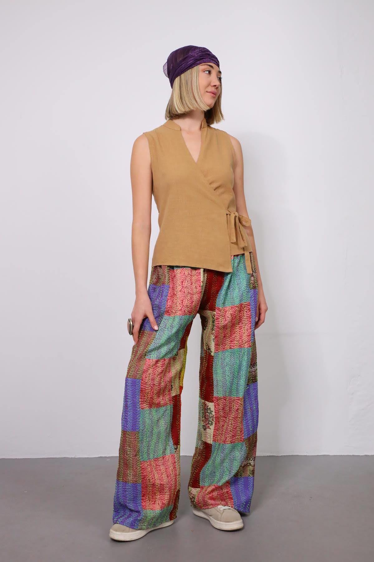 Renkli Patchwork Pantolon - Şaman Butik Renkli Patchwork Pantolon