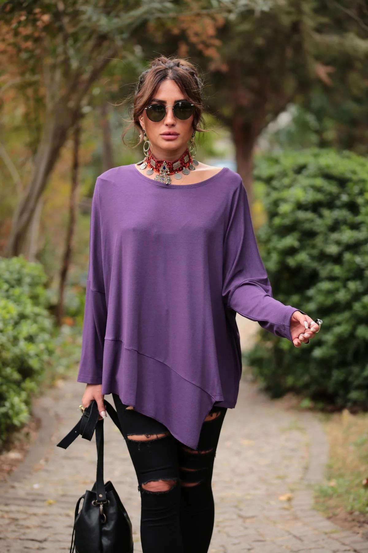 Mor Parçalı Bluz - Şaman Butik - Bohem Giyim ve Aksesuar | Kadın & Erkek Mor Parçalı Bluz