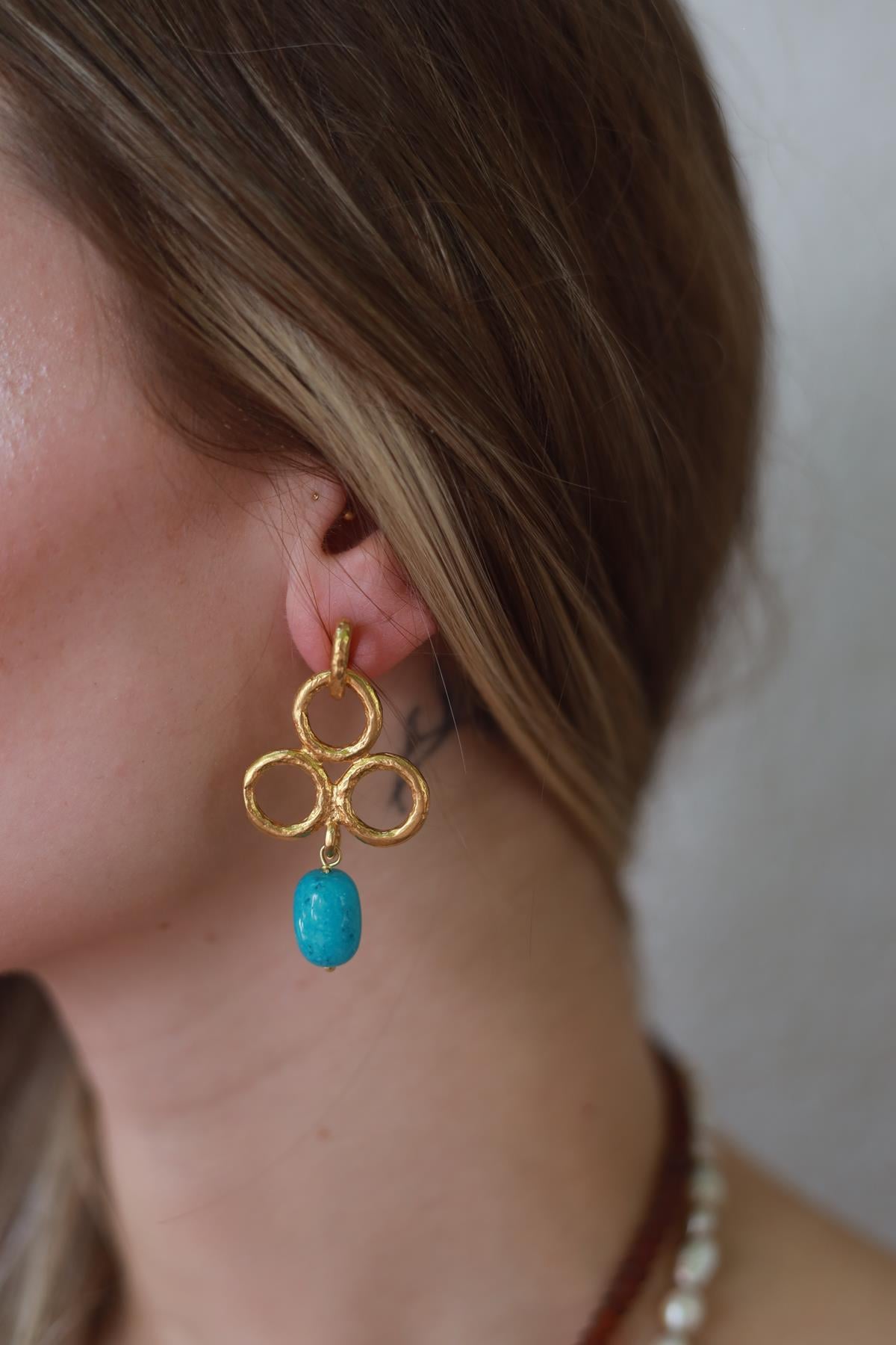 Bronz Üstü Altın Suyu Kaplama Küpe