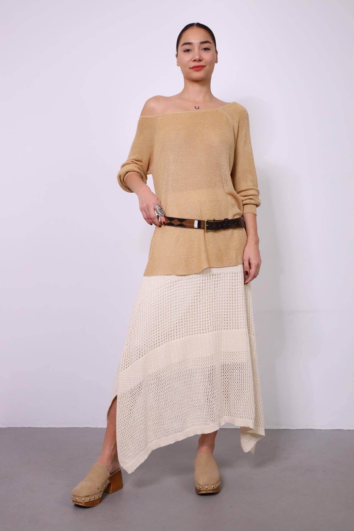 Kahverengi İşlemeli Otantik Deri Kemer - Şaman Butik Kahverengi İşlemeli Otantik Deri Kemer