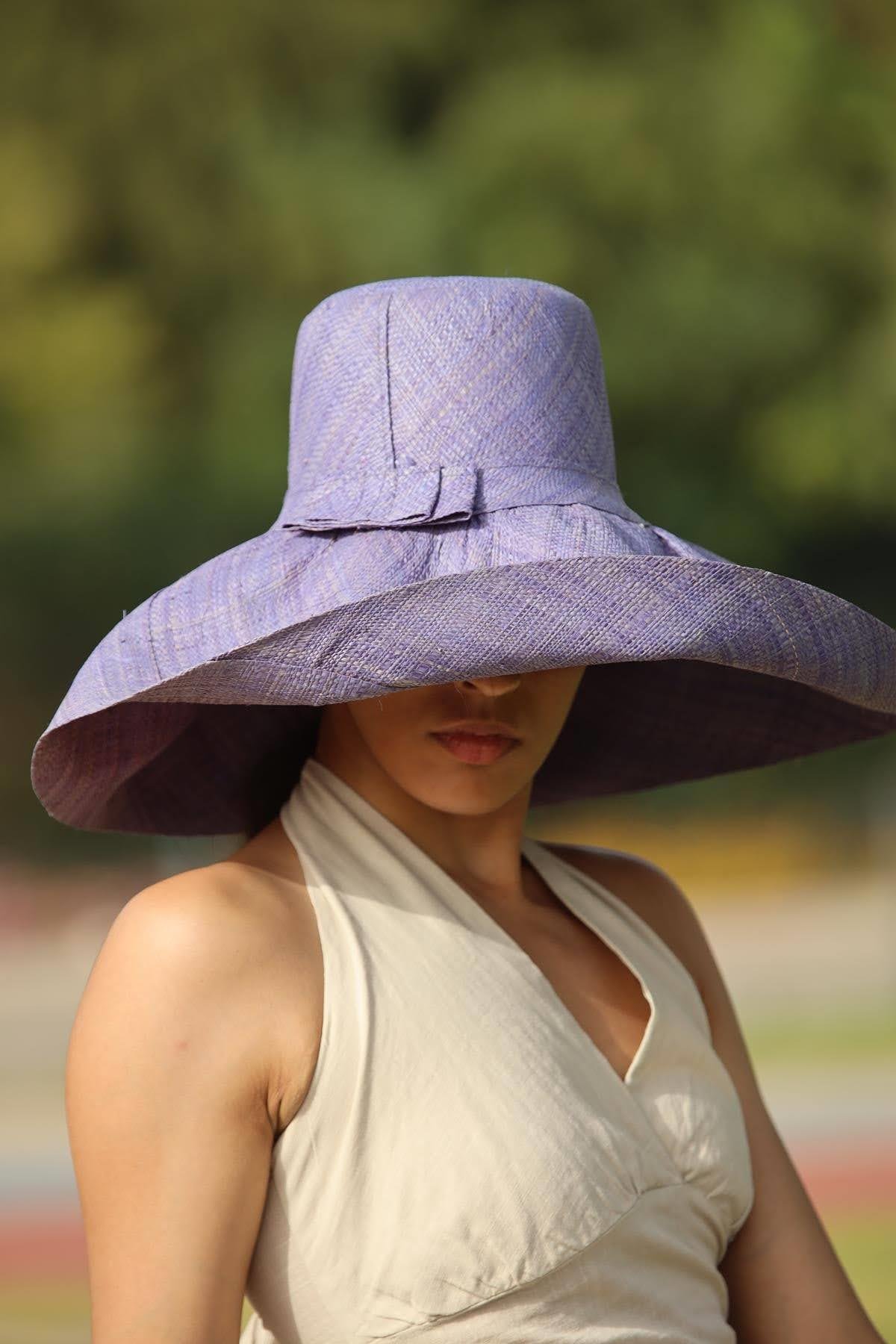 Indigo Blue Raffia Hat