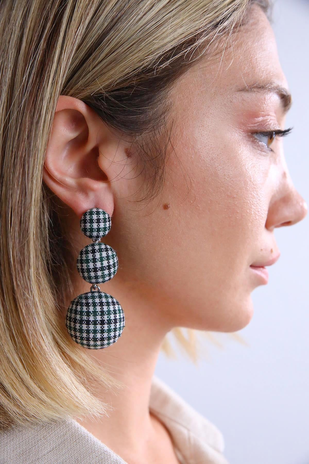 Kadife Kumaş Kaplama Küpe - Şaman Butik Kadife Kumaş Kaplama Küpe