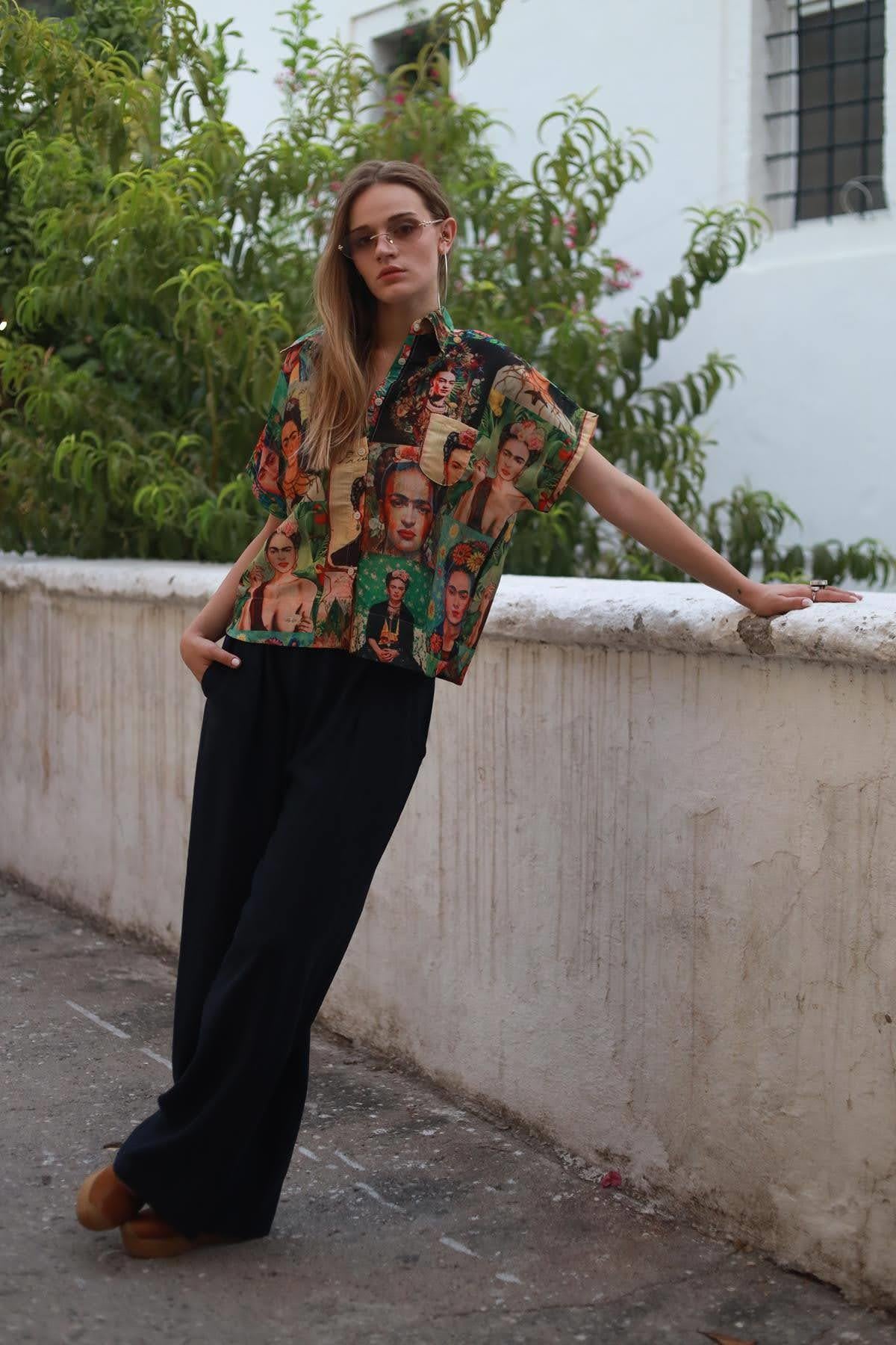 Green Frida Patterned Shirt