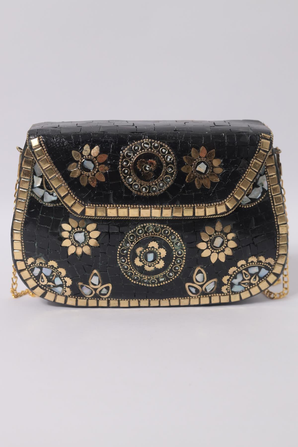 Siyah Taşlı Özel Tasarım Çanta