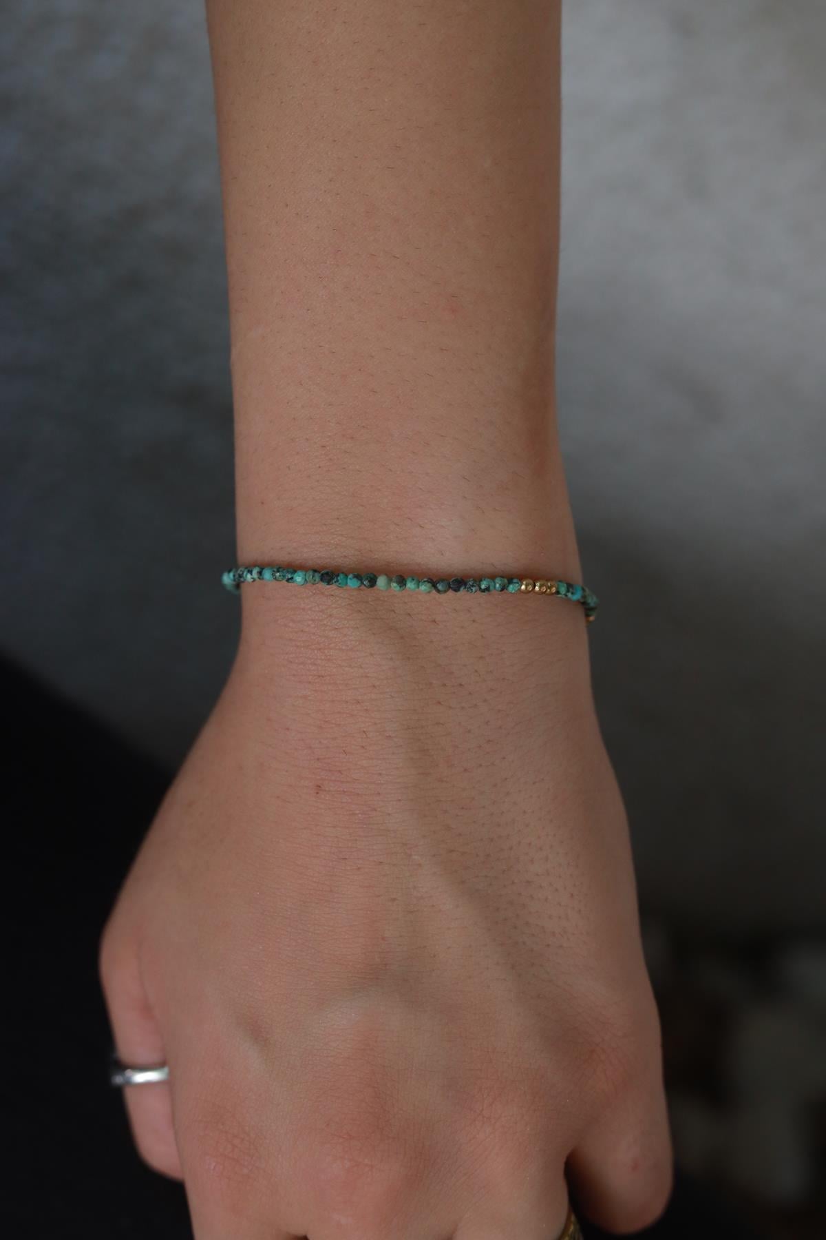 Turkuaz Taşlı Bronz Bileklik