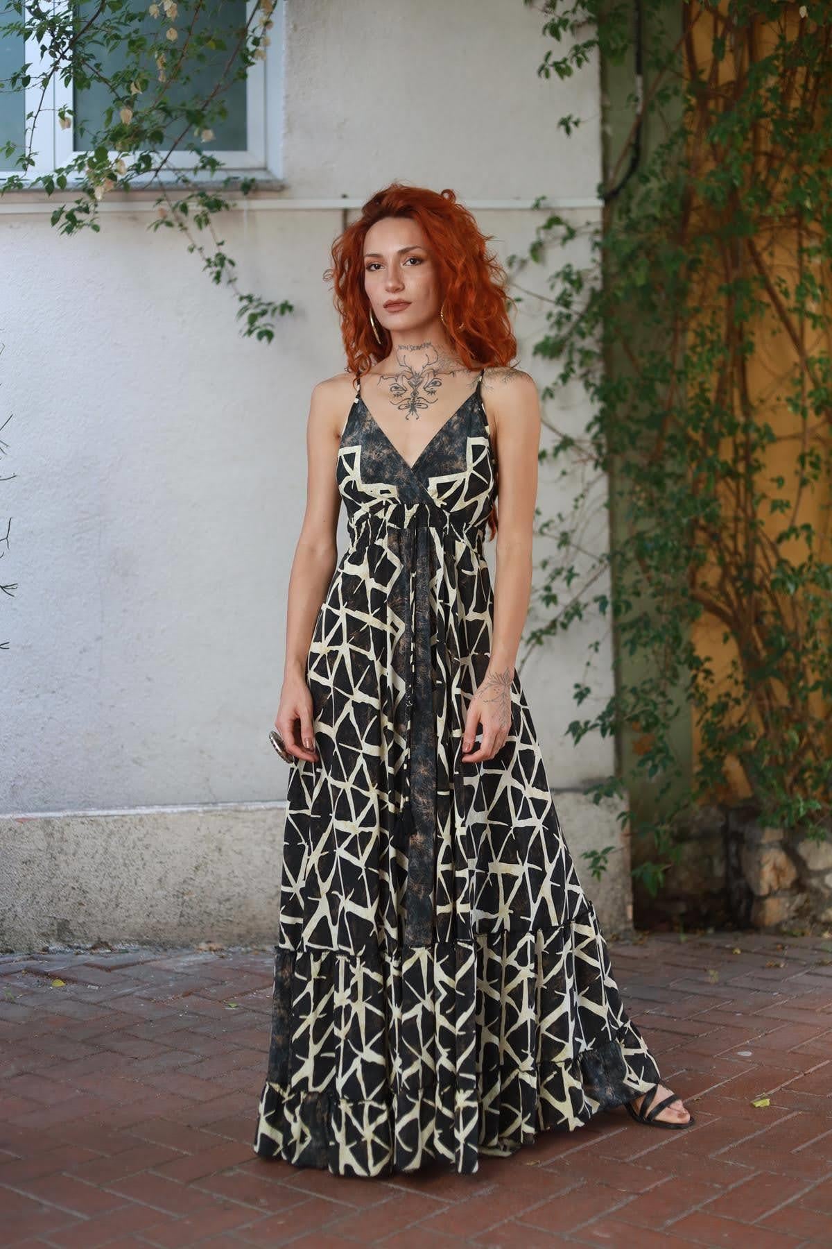 Black Strappy Silk Dress