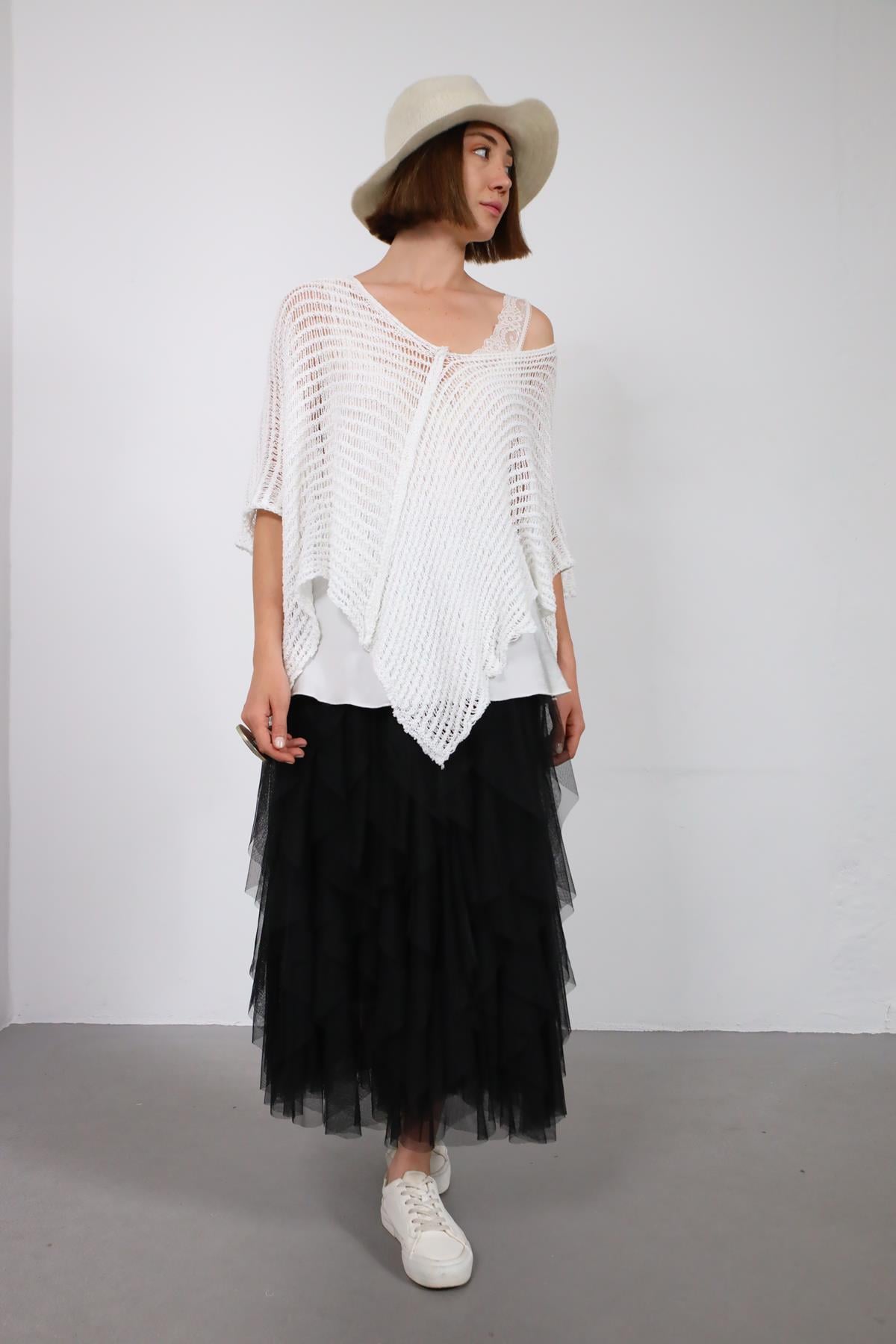 Siyah Volanlı Tül Etek - Şaman Butik Siyah Volanlı Tül Etek