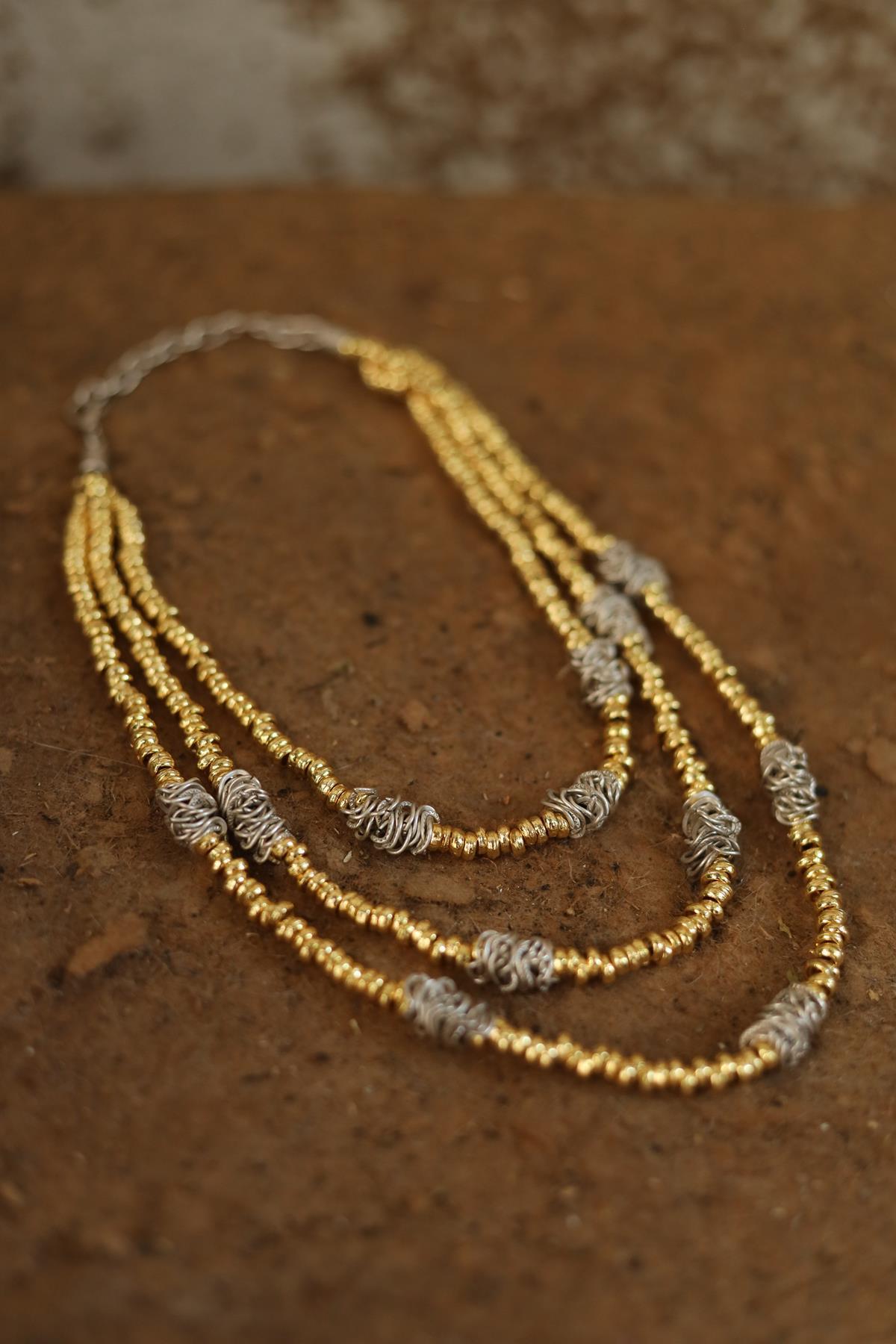 Silver Detailed Gold Necklace