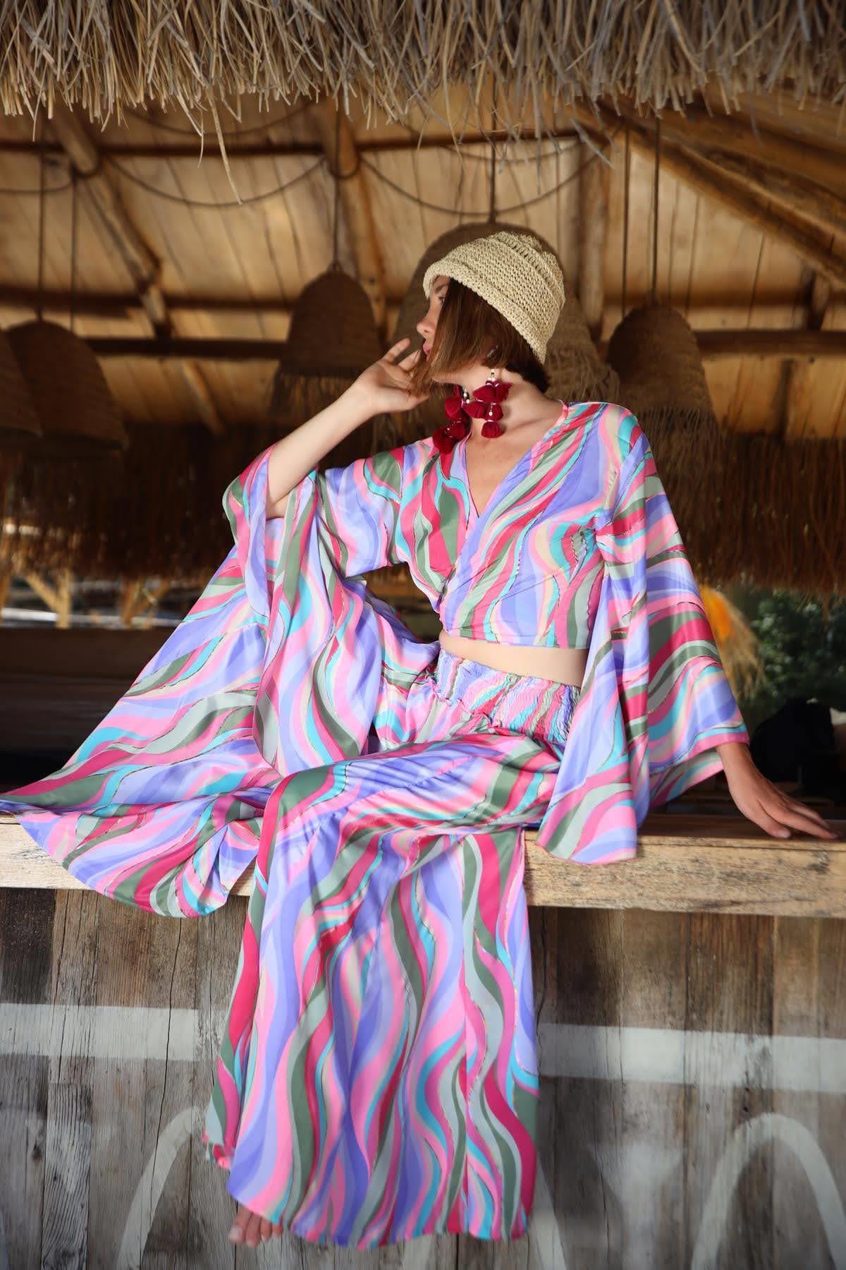 Lila Yarasa Kol İpek Bolero - Şaman Butik Lila Yarasa Kol İpek Bolero