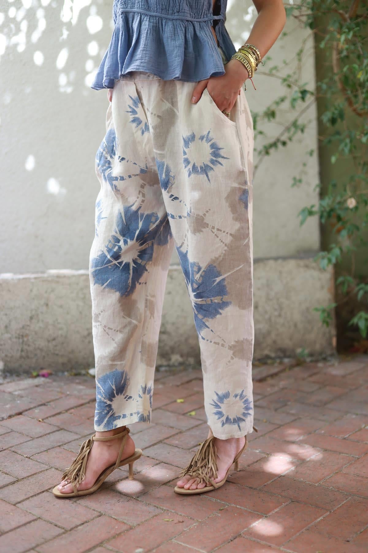 Cream Color Floral Patterned Judith Pants