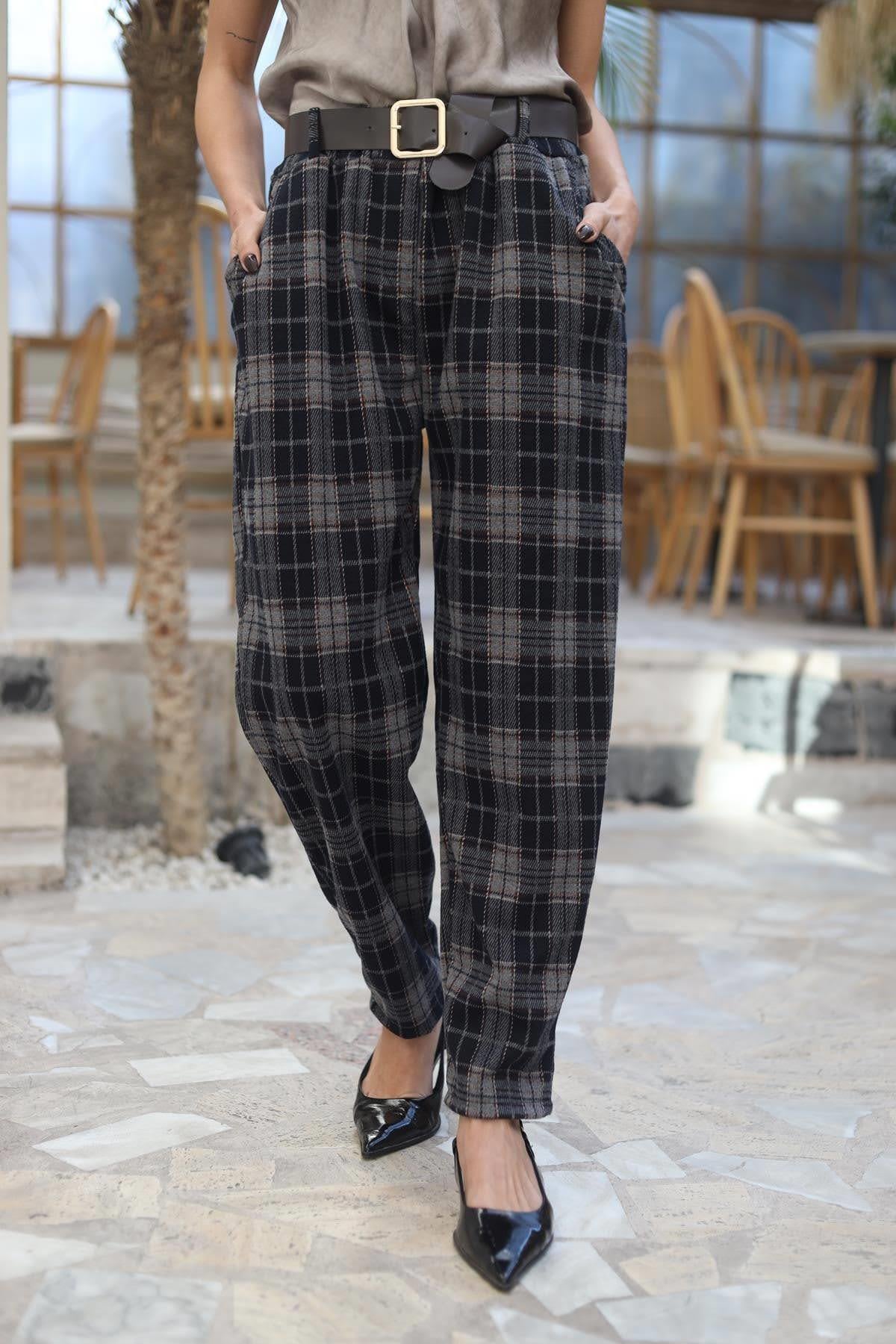 Lacivert Ekose Oduncu Pantolon