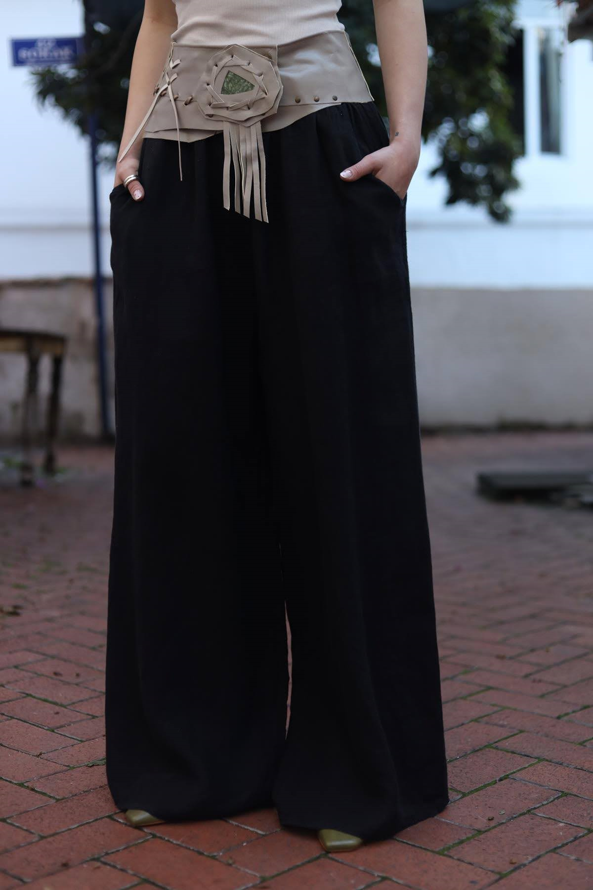 Mink Color Natural Stone Leather Belt